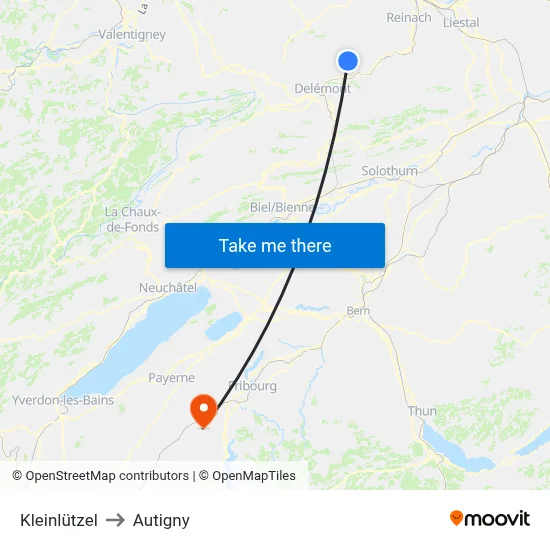 Kleinlützel to Autigny map