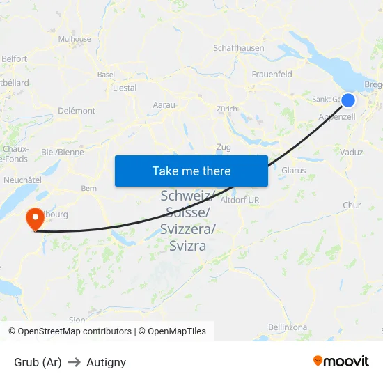 Grub (Ar) to Autigny map