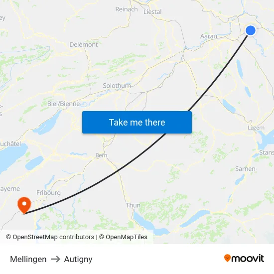 Mellingen to Autigny map