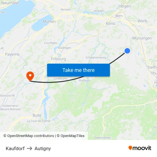 Kaufdorf to Autigny map