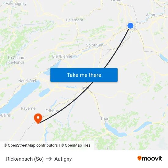 Rickenbach (So) to Autigny map