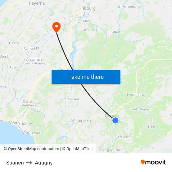 Saanen to Autigny map
