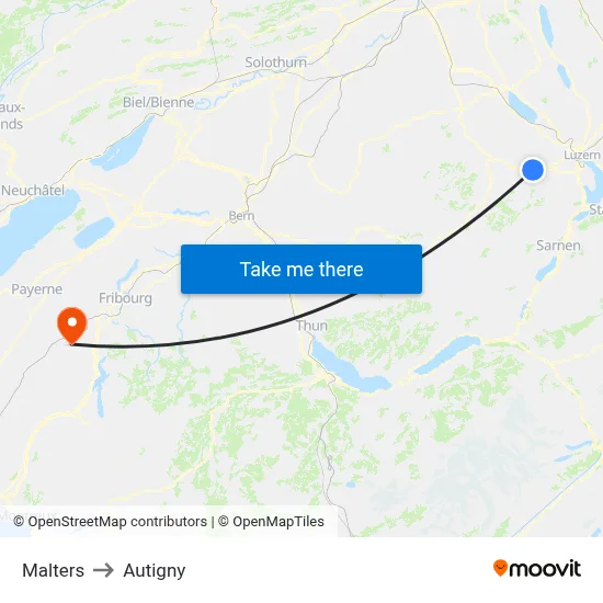 Malters to Autigny map