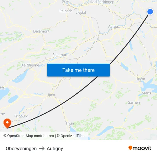 Oberweningen to Autigny map