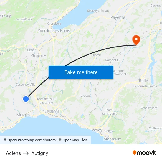 Aclens to Autigny map