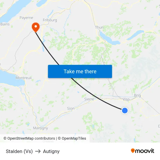 Stalden (Vs) to Autigny map