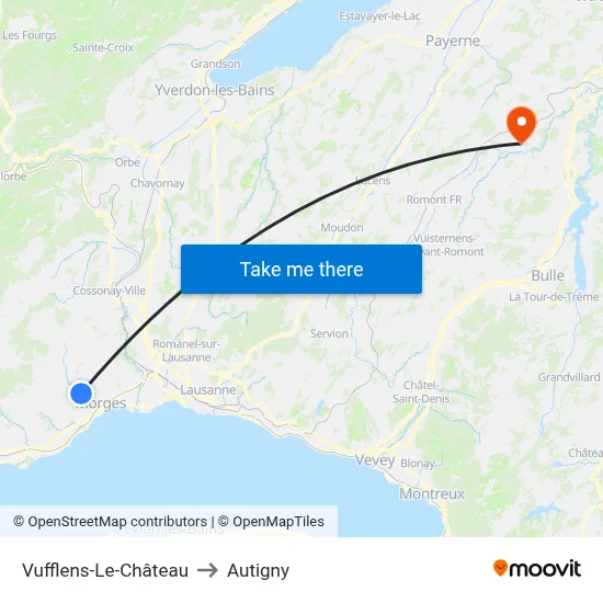Vufflens-Le-Château to Autigny map