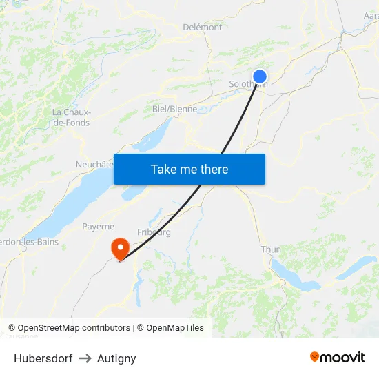 Hubersdorf to Autigny map