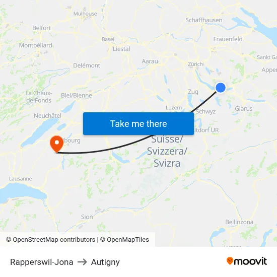 Rapperswil-Jona to Autigny map