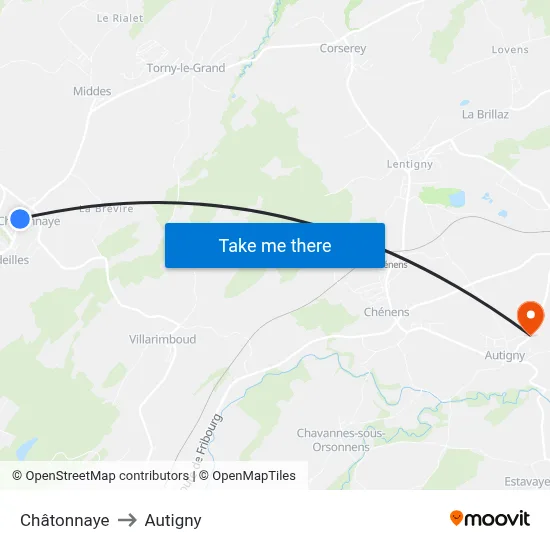 Châtonnaye to Autigny map