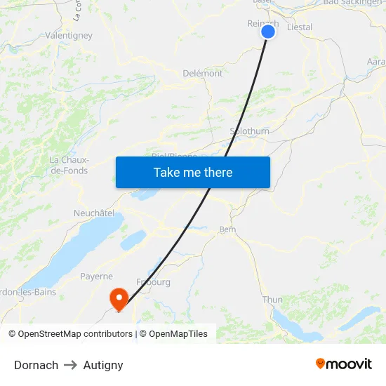 Dornach to Autigny map