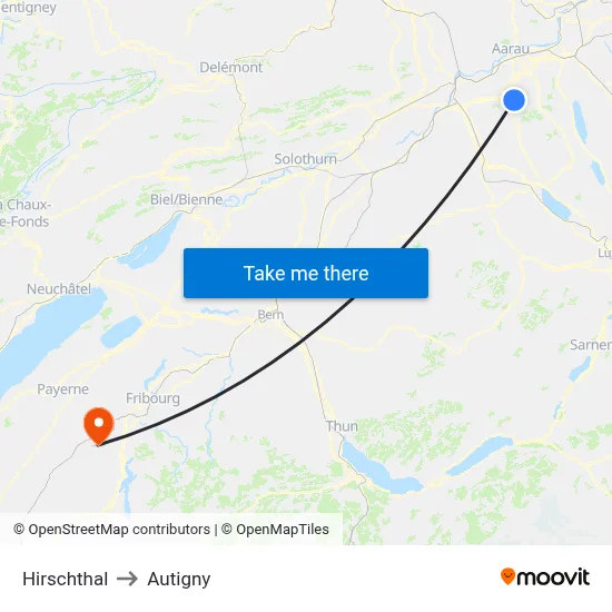 Hirschthal to Autigny map