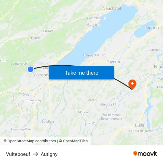 Vuiteboeuf to Autigny map