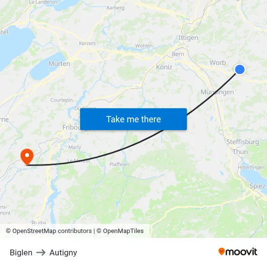 Biglen to Autigny map
