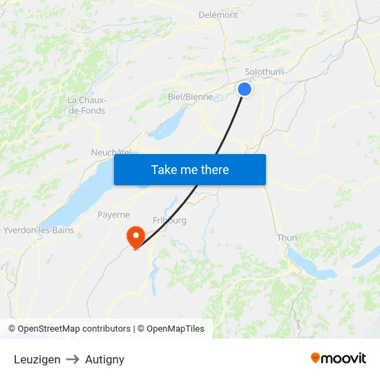 Leuzigen to Autigny map
