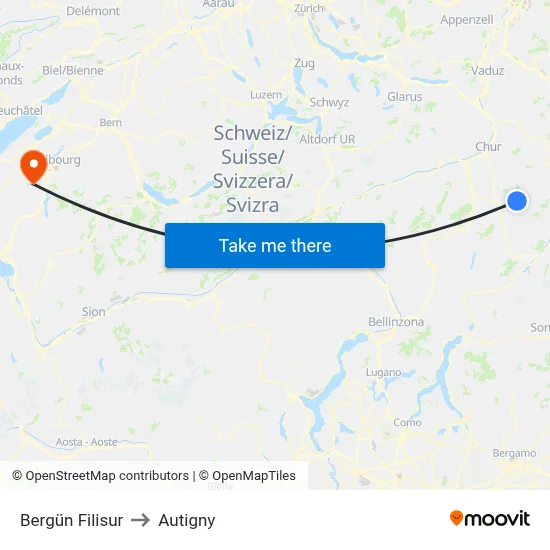 Bergün Filisur to Autigny map