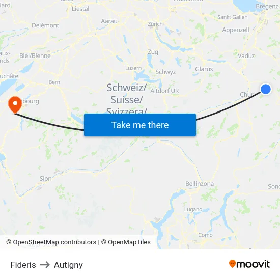 Fideris to Autigny map