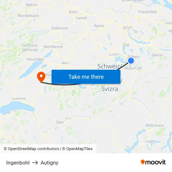 Ingenbohl to Autigny map
