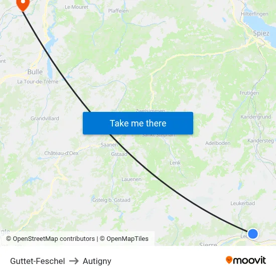 Guttet-Feschel to Autigny map