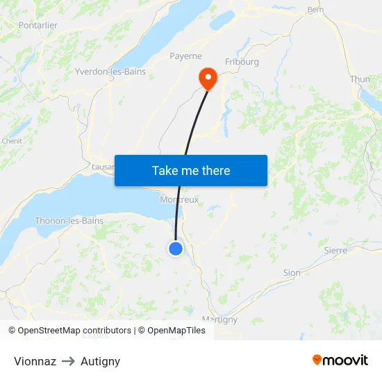 Vionnaz to Autigny map