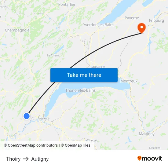 Thoiry to Autigny map