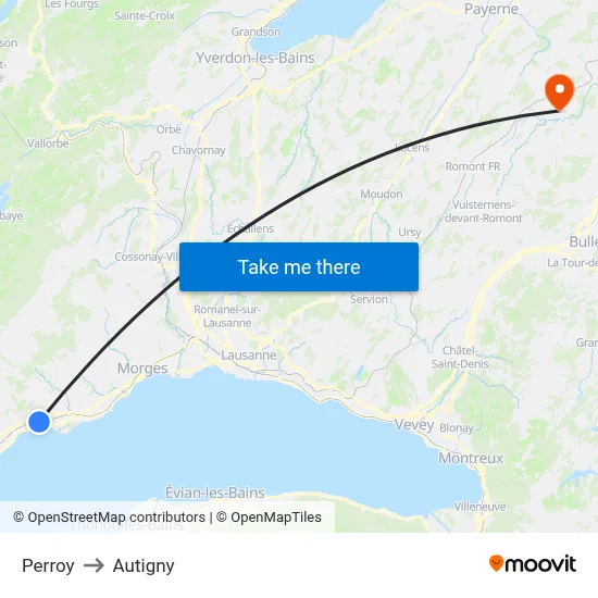 Perroy to Autigny map