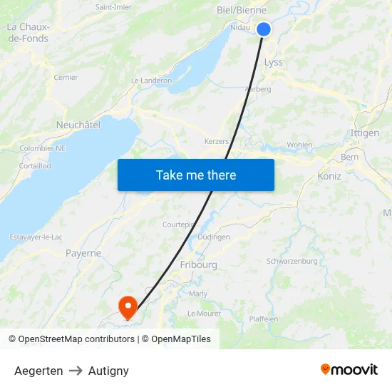 Aegerten to Autigny map