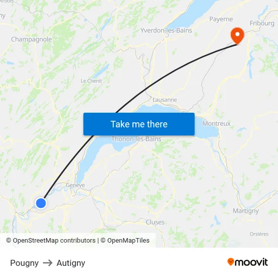 Pougny to Autigny map