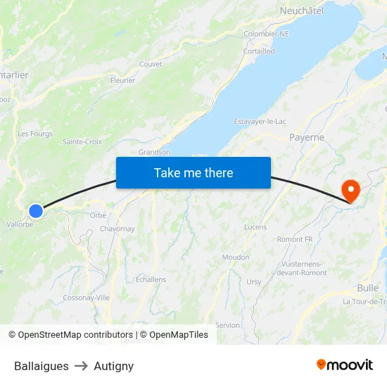 Ballaigues to Autigny map