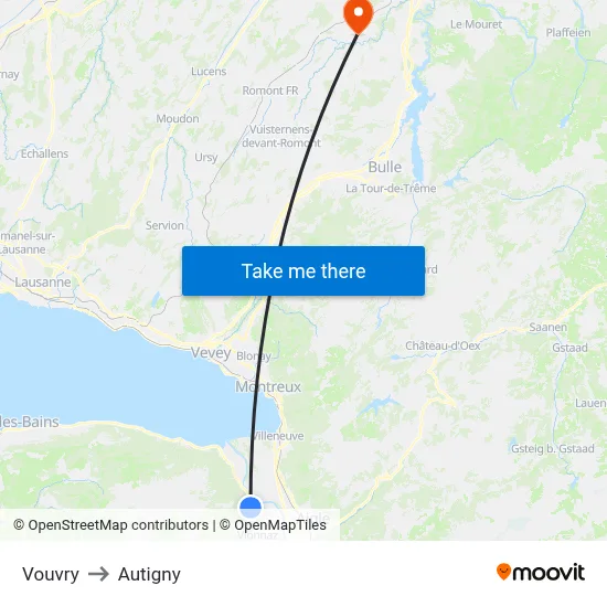 Vouvry to Autigny map
