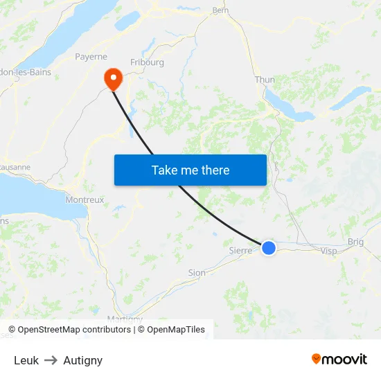 Leuk to Autigny map