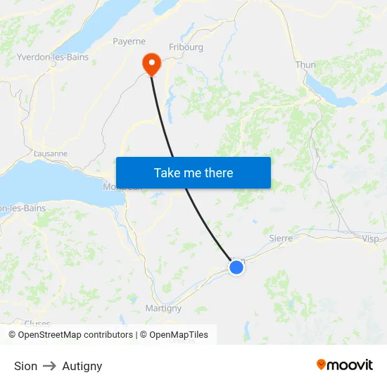 Sion to Autigny map