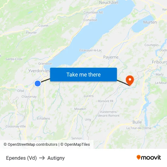 Ependes (Vd) to Autigny map