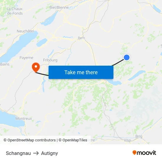 Schangnau to Autigny map