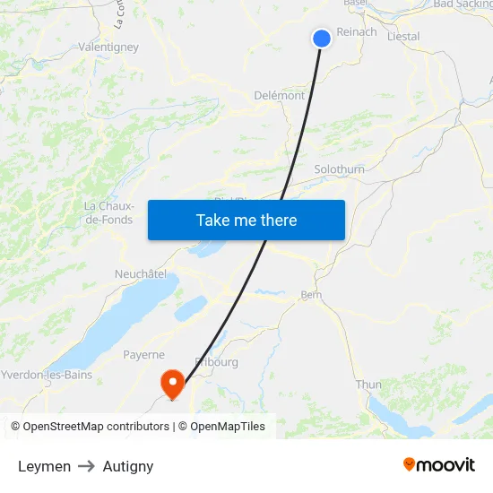 Leymen to Autigny map