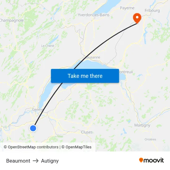 Beaumont to Autigny map