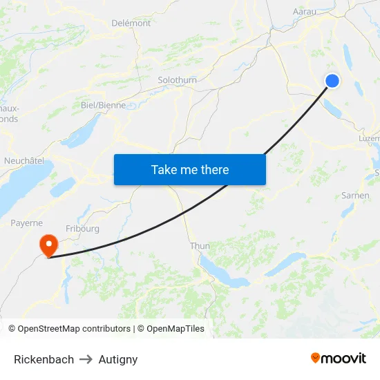 Rickenbach to Autigny map