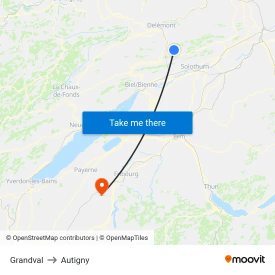 Grandval to Autigny map