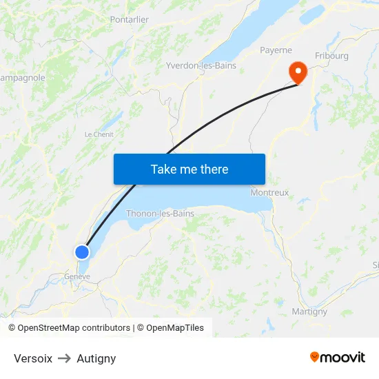 Versoix to Autigny map