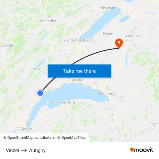Vinzel to Autigny map