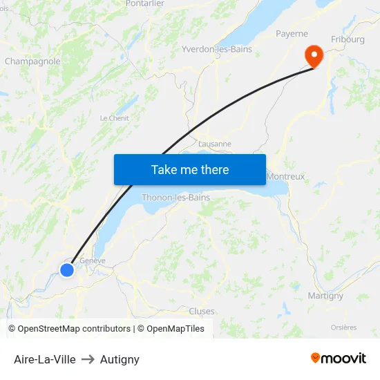 Aire-La-Ville to Autigny map