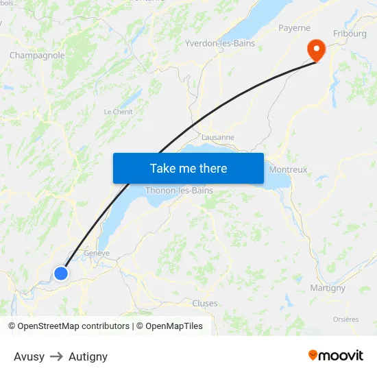 Avusy to Autigny map