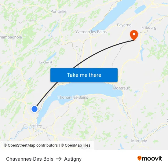 Chavannes-Des-Bois to Autigny map