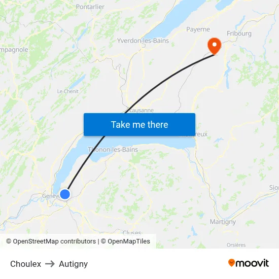 Choulex to Autigny map