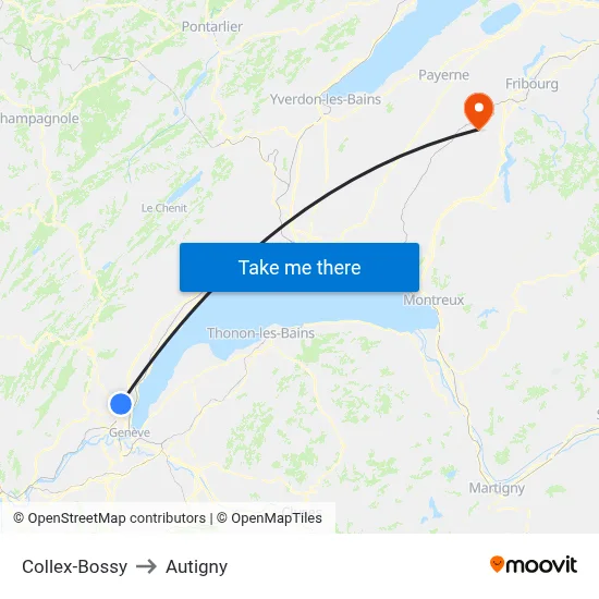 Collex-Bossy to Autigny map