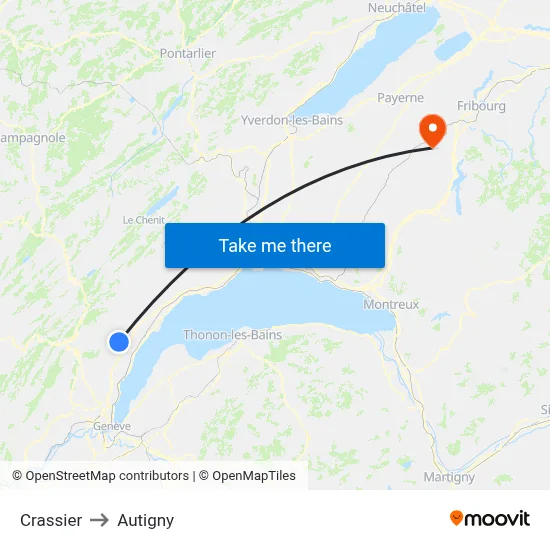 Crassier to Autigny map