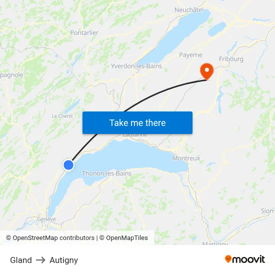 Gland to Autigny map