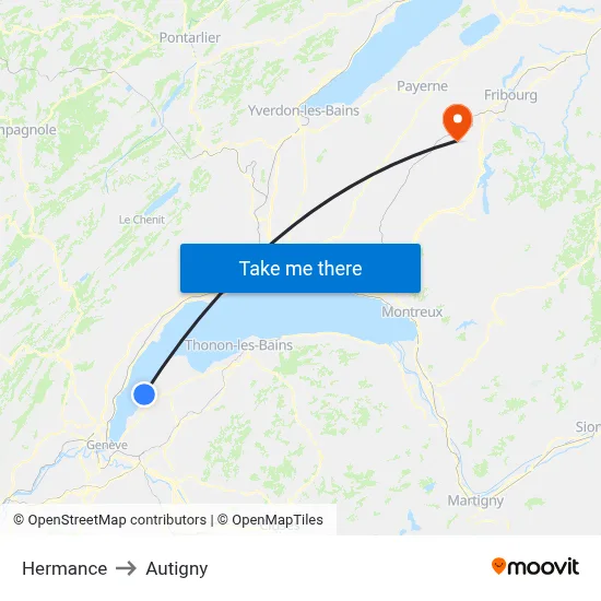 Hermance to Autigny map