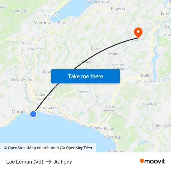 Lac Léman (Vd) to Autigny map