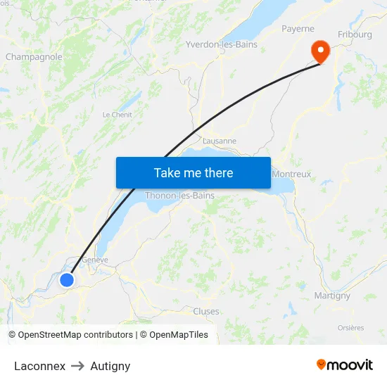 Laconnex to Autigny map